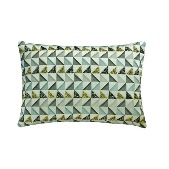 The HomeCentric Decorative Blue Pack of 2, 12"x18" (30x45 cm) Lumbar Pillow Cover, Jacquard Beaded Oblong Pillow, Geometric Pattern Modern Style - Trilogy