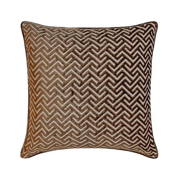 The HomeCentric Decorative Brown Pack of 2, 24x24 inch (60x60 cm) Throw Pillows, Velvet Chevron Throw Pillows For Couch, Geometric Pattern Modern Style Easter - Chevron Locked