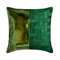 thumbnail image 1 of The HomeCentric Decorative Green Pack of 2, 12x12 inch (30x30 cm) Throw Pillows, Faux Leather & Silk Patchwork, Textured & Metallic Leather Throw Pillows For Couch, Solid Modern Style - Green N Half, 1 of 5