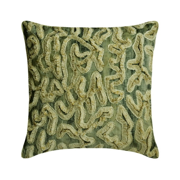The HomeCentric Decorative Green Pack of 2, 24x24 inch (60x60 cm) Pillow Cases, Suede Tie & Dye, Lace & Beaded Throw Pillows For Sofa, Abstract Pattern Modern Style Easter - Aranya