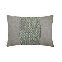 The HomeCentric Decorative Blue 12 x24 30x60 cm Lumbar Pillow Cover Corduroy Velvet Textured Patchwork Leather Tape Oblong Pillow Solid
