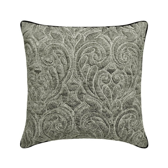 The HomeCentric Decorative Grey Pack of 2, 14"x14" (35x35 cm) Throw Pillow Covers, Jacquard Quilted & Damask Throw Pillows For Sofa, Damask Victorian & Modern Style - Gryselda