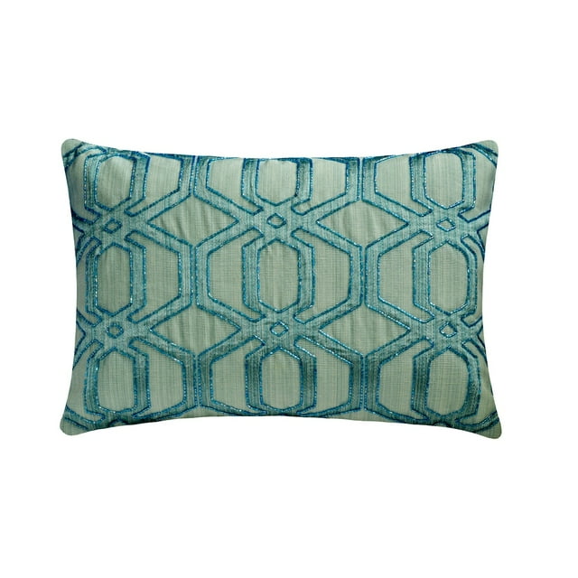 The HomeCentric Decorative Lumbar Pillow Cover Light Blue Pack of 2, 12"x14" (30x35 cm) Jacquard Bead, Hexagon, Oblong Pillow Cover, Geometric Modern Style - Hexa Symmetry