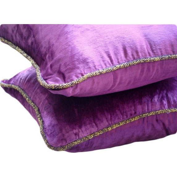 The HomeCentric Decorative Pillow Case Covers With Zipper Purple Pack of 2 12x12 inch (30x30 cm) Decorative Pillow Covers Beaded Cord Decorative Pillow Covers by The HomeCentric - Purple Shimmer