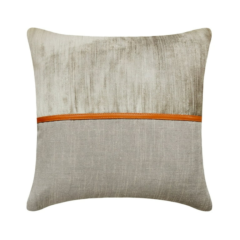 The HomeCentric Decorative Pillow Cases Taupe Pack of 2 24 x24 60x60 cm Corduroy Linen Solid Textured Striped Patchwork Throw Pillow Cover For Sofa Solid Modern Style Cozy Cord Taupe