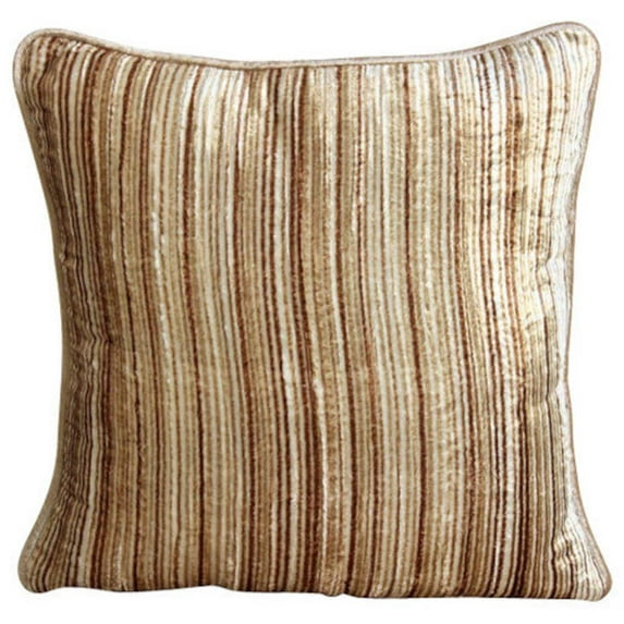 The HomeCentric Decorative Pillow Cover, Beige Decorative Toss Pillow Covers Pack of 2, 16x16 inch (40x40 cm), Velvet Throw Pillows For Couch, Striped, Zippered Pillow Covers - Brown Stripes