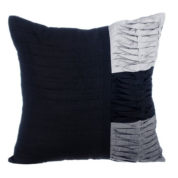 The HomeCentric Decorative Pillow Cover, Decorative Pillow Covers Pack of 2, 14x14 inch (35x35 cm) Black, Silk Throw Pillow Covers, Pillow Covers, Patchwork Pillow Cover, Throw Pillow - Black Cheer