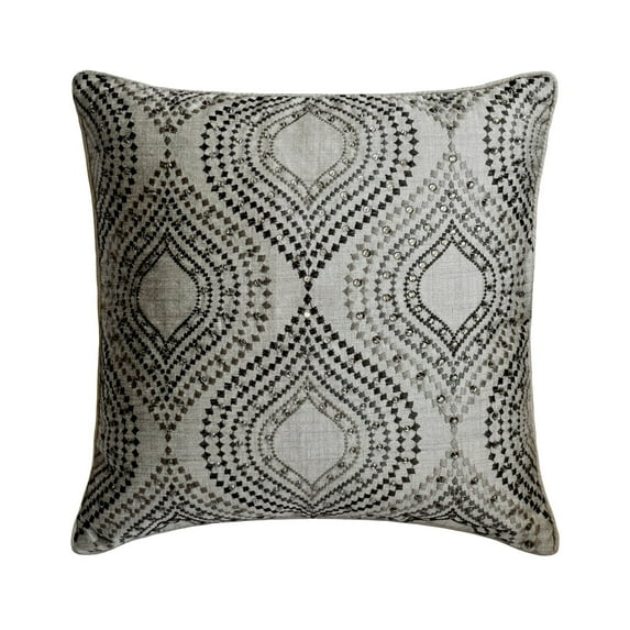 The HomeCentric Decorative Pillow Cover, Grey Pack of 2, 20x20 inch (50x50 cm) Throw Pillow Covers, Jacquard Crystals Throw Pillows For Couch, Geometric Contemporary Style Easter - Majestic Glory