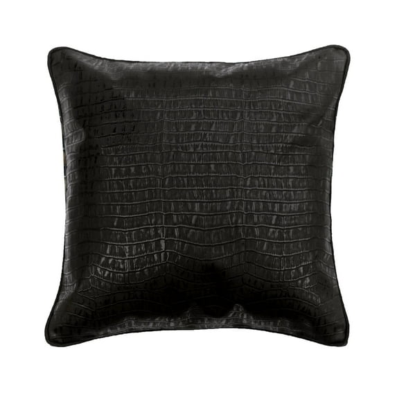 The HomeCentric Decorative Pillow Covers, Decorative Pillow Covers Pack of 2, 18x18 inch (45x45 cm) Black, Faux Leather Throw Pillow Covers, Handmade Pillow Covers, Solid - Paved Black