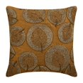 thumbnail image 1 of The HomeCentric Decorative Pillow Covers Gold Pillow Covers With Zipper Pack of 2 16x16 inch (40x40 cm) Silk Decorative Pillow Covers For Couch Nature & Floral Leaf Beaded Toss - Gold Round Leaves, 1 of 3