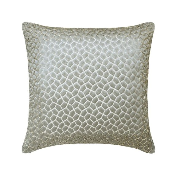 The HomeCentric Decorative Pillow Covers Gray 20"x20" (50x50 cm) Jacquard Mosaic Pattern, Beaded Hand Embroidery Cushion Covers For Sofa, Geometric Modern Style - Mosaic Mood Grey