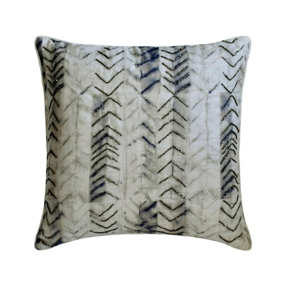 The HomeCentric Decorative Pillow Covers Purple 20"x20" (50x50 cm) Velvet Chevron, Embrodiery, Hand Work & Tie & Dye Cushion Covers For Sofa, Geometric Modern Style - Chevron Arlo