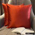 thumbnail image 1 of The HomeCentric Decorative Pillow Covers Rust Pack of 2, 24"x24" (60x60 cm) Satin Solid Cushion Covers For Sofa, Solid Modern Style - Rust Slub Satin, 1 of 10