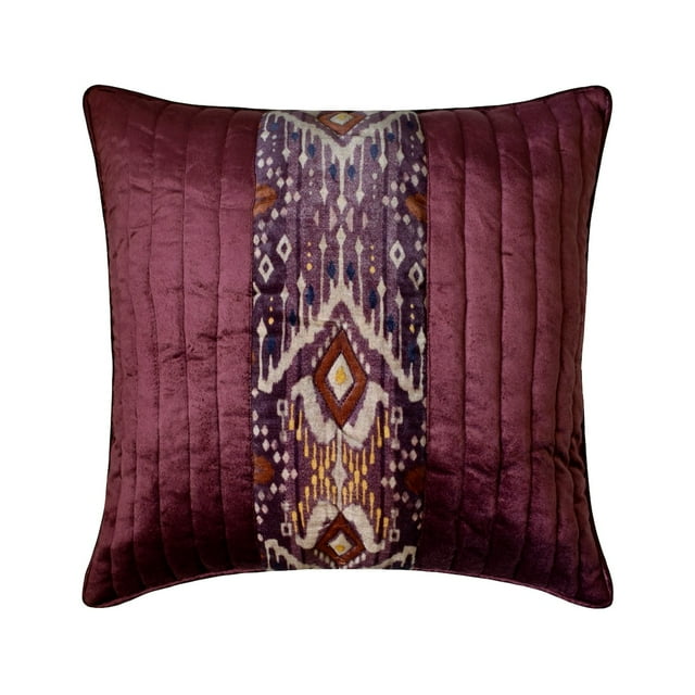 The HomeCentric Decorative Purple 20"x20" (50x50 cm) Pillow Covers, Velvet Quilting & Patchwork Throw Pillows For Sofa, Ikat Pattern Contemporary Style - Ikat Dye