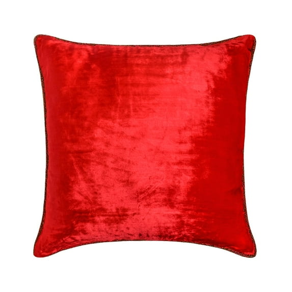 The HomeCentric Decorative Red 18"x18" (45x45 cm) Pillow Covers, Velvet Velvet Throw Pillows For Sofa, Solid Color Pattern Modern Style - Red Shimmer