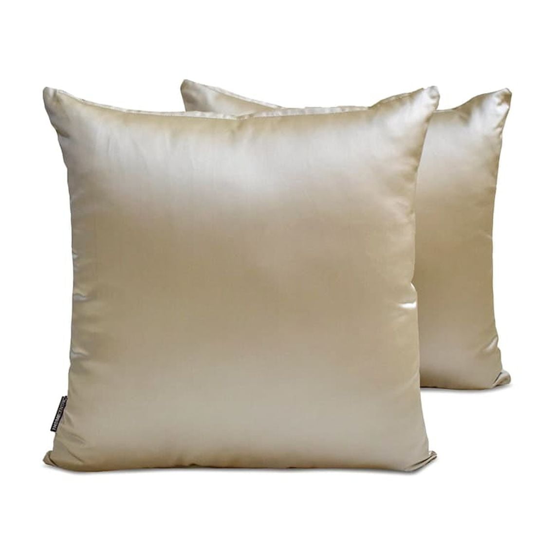 Champagne Beige Satin 24x24 Inch Decorative Pillow Covers, Pack of 2