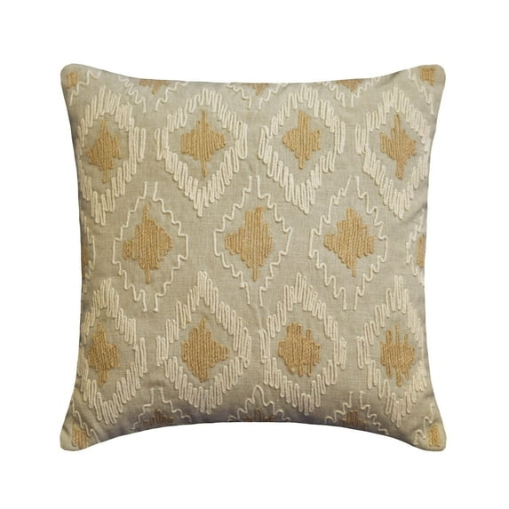 The HomeCentric Decorative Throw Pillow cover Beige 20"x20" (50x50 cm) Linen Embroidery Pillow Case, Abstract Contemporary Style - Eco Loom
