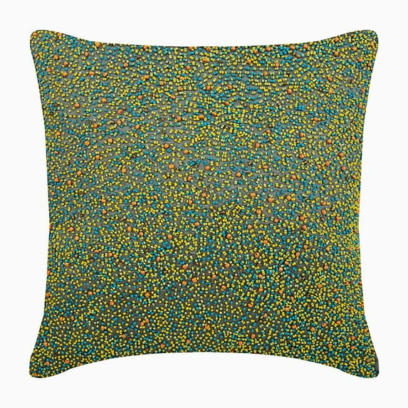 The HomeCentric Euro Pillow Sham, Decorative Multicolor European Sham&nbsp;Covers Pack of 2, 26x26 inch (65x65 cm), Silk Euro Shams, Abstract, Beaded, Modern European Shams Easter - Multi Blooms