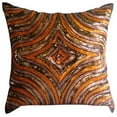 thumbnail image 1 of The HomeCentric Euro Pillow Sham, Decorative Orange Euro Shams Pack of 2, 26x26 inch (65x65 cm) Silk Euro Pillow Covers, Geometric, , Sequins Embellished, Art Deco Euro Pillowcases - Orange Illusion, 1 of 4