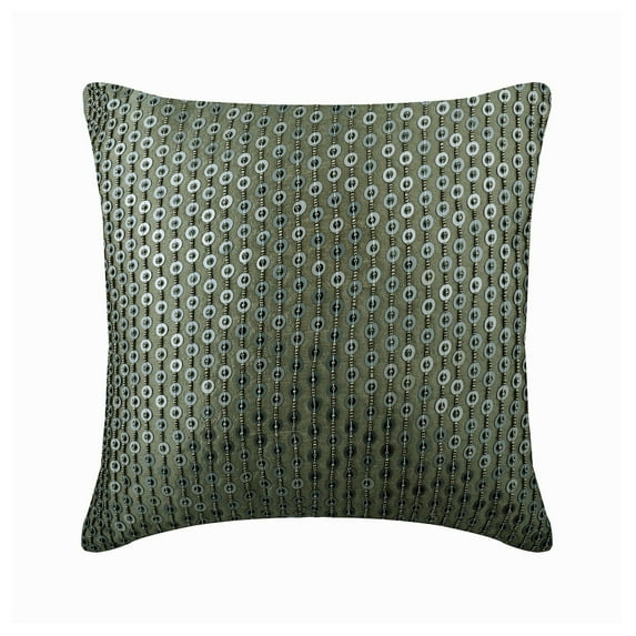 The HomeCentric Euro Pillow, Silver Pack of 2, 26x26 inch (65x65 cm) Throw Pillow Covers, Silk Sequins & Dotted Throw Pillows For Couch, Circles & Dots Pattern Modern Style Easter - Silver Duex