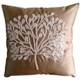 thumbnail image 1 of The HomeCentric Euro Pillows, Decorative Dark Peach Euro Shams Pack of 2, 26x26 inch (65x65 cm) Silk European Shams, Nature & Floral, Tree, Beaded, Euro Size Pillow Covers Easter - My Wish Tree, 1 of 3