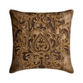 thumbnail image 1 of The HomeCentric Euro Sham, Brown Pack of 2, 26x26 inch (65x65 cm) Euro Shams, Suede Foil & Beaded Euro Shams For Sofa, Damask Pattern Modern Style Easter - Aureate Brown, 1 of 3