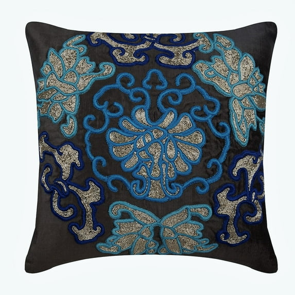 The HomeCentric Euro Sham Pillow Covers, Dark Gray Euro Pillow Shams Pack of 2, 26x26 inch (65x65 cm), Velvet Euro Pillowcases, Abstract, Floral, Contemporary European Shams Easter - Night Wish
