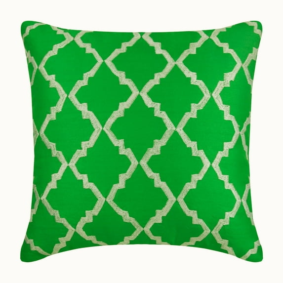 The HomeCentric Green Pillow Cover, Art Deco Geometric Pillow Cases, Pack of 2, 12x12 inch (30x30 cm) Pillow Cover, Silk Square Pillow Cover, Art Deco Geometric Green Throw - Green Desire