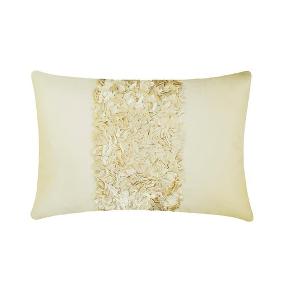 The HomeCentric Ivory Lumbar Pillow Cover, Pack of 2, 12"x26" (30x65 cm) Lumbar Pillow Cover, Textured Ribbon Lumbar Pillow Cover, Silk Lumbar Pillow Cover, Striped Modern Lumbar - Vintage Ivory Love