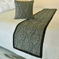 thumbnail image 1 of The HomeCentric King / Queen / Twin Grey Decorative Full 68"x18" Bed Runner With 2 Pillow Cover, Paisley & Beaded Bed Scarf on Jacquard fabric - Paisley History, 1 of 4