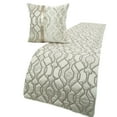 thumbnail image 1 of The HomeCentric King / Queen / Twin Ivory & Silver Decorative CA King 86"x18" Bed Runner With 2 Pillow Cover, Lattice & Quilted Bed Scarf on Jacquard Silk fabric - Ivory Delicacy, 1 of 4