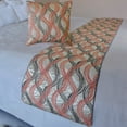 thumbnail image 1 of The HomeCentric King / Queen / Twin Orange Designer Queen 74"x18" Bed Runner WITH One Pillow Cover, Swirls & Quilted Bed Scarf on Jacquard fabric - Orange Twirls, 1 of 4