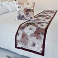 thumbnail image 1 of The HomeCentric King / Queen / Twin Purple Decorative Queen 74"x18" Bed Runner WITHOUT Pillow Cover, Floral, Roses, Bead Embroidery & Handmade Bed Scarf on Jacquard fabric - Wood Rose, 1 of 5