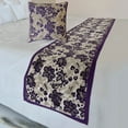 thumbnail image 1 of The HomeCentric King / Queen / Twin Purple Decorative CA King 86"x18" Bed Runner With 2 Pillow Cover, Floral, Velvet Bed Scarf on Velvet fabric - Plum Petal, 1 of 4