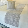 thumbnail image 1 of The HomeCentric King / Queen / Twin Silver Decorative Full 68"x18" Bed Runner WITH One Pillow Cover, Chevron Bed Scarf on Jacquard fabric - Silver Gleam Chevron, 1 of 5