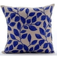 thumbnail image 1 of The HomeCentric Mocha Accent Pillow Art Deco Floral Throw Pillow Cover Pack of 2 12x12 inch (30x30 cm) Cushion Cover Linen Square Pillow Cover Blue Sequins Leaves Garden Modern - Rainy Blue Leaves, 1 of 5