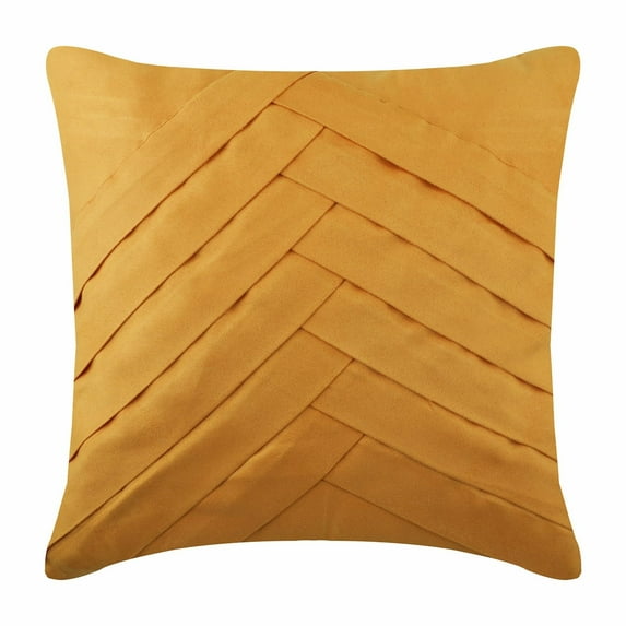The HomeCentric Mustard Pillows Cover Pintucks Solid Color Pillow Cover Pack of 2 14x14 inch (35x35 cm) Throw Pillows Cover Faux Suede Throw Pillows Cover Solid Modern - Mustard No Limits No Lines