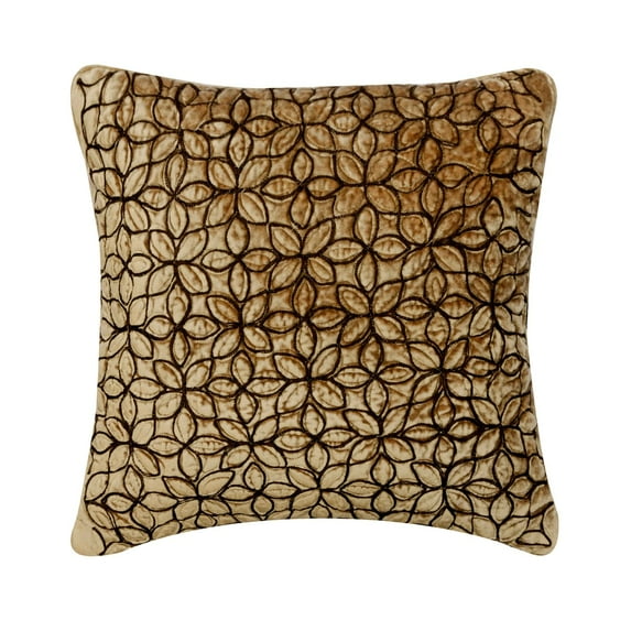 The HomeCentric Pillow Case Covers, Decorative Beige Pack of 2, 24x24 inch (60x60 cm) Throw Pillows For Couch, Velvet Quilted Cushion Cover, Floral Pattern Contemporary Style Easter - Floral Furry