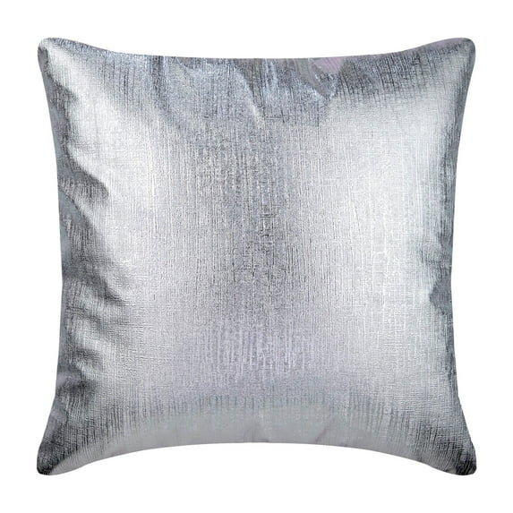 The HomeCentric Pillow Case Covers Silver Shams Metallic Silver Solid Club & Lounge Theme Pillow Shams Pack of 2 24x24 inch (60x60 cm) Square Faux Leather Pillow Shams - Silver Leather Strokes