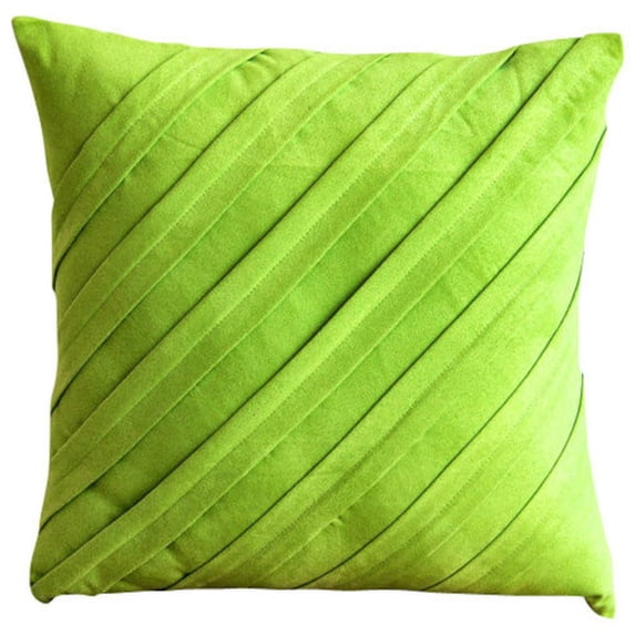 The HomeCentric Pillow Case Custom, Lime Green Pillow Shams, Textured Pintucks Solid Color Pillow Sham, Pack of 2, 24x24 inch (60x60 cm) Pillow Sham, Square Faux Suede Pillow Sham Easter - Lime