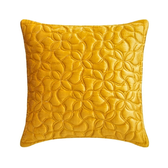 The HomeCentric Pillow Case, Golden Yellow Pack of 2, 12x12 inch (30x30 cm) Throw Pillow Covers, Velvet & Quilted Throw Pillows For Sofa, Nature & Floral Contemporary Style Easter - Honey Bloom