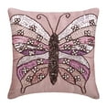 thumbnail image 1 of The HomeCentric Pillow Case, Pink Pillow Cover, Floral Pillow Cases, Pack of 2, 12x12 inch (30x30 cm) Pillows Cover, Art Silk Square Pillow Cases, Sequins & Beaded Butterfly, Birds - Butterfly Love, 1 of 5
