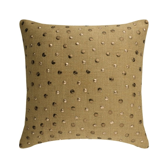 The HomeCentric Pillow Case With Zipper, Beige Pack of 2, 24x24 inch (60x60 cm) Throw Pillow Covers, Burlap Lurex Sequins & Textured Throw Pillows For Couch, Dotted Modern Style Easter - Jute Wheels