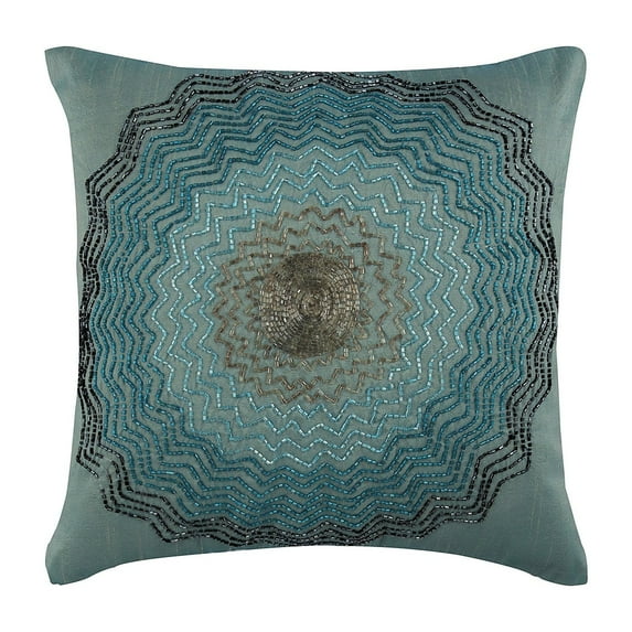 The HomeCentric Pillow Cover Blue Pillow Cover Beaded Flower Medallion Throw Pillow Cover Pack of 2 20x20 inch (50x50 cm) Pillow Case Floral Art Deco Pillow Cover Square Silk Pillow Easter-Blue Blast