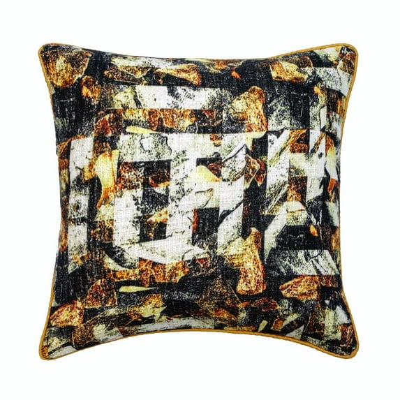 The HomeCentric Pillow Cover, Decorative Black Pack of 2, 20x20 inch (50x50 cm) Throw Pillow Cover, Burlap Printed Throw Pillows For Couch, Moroccan Modern Style Halloween Decorations - Maze Noir