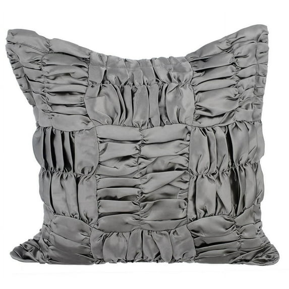 The HomeCentric Pillow Cover, Decorative Pillow Covers Pack of 2, 14x14 inch (35x35 cm) Grey, Satin Throw Pillow Covers, Handmade Pillow Covers, Solid Color Pillow Covers, Pillow - Dreamy Grey
