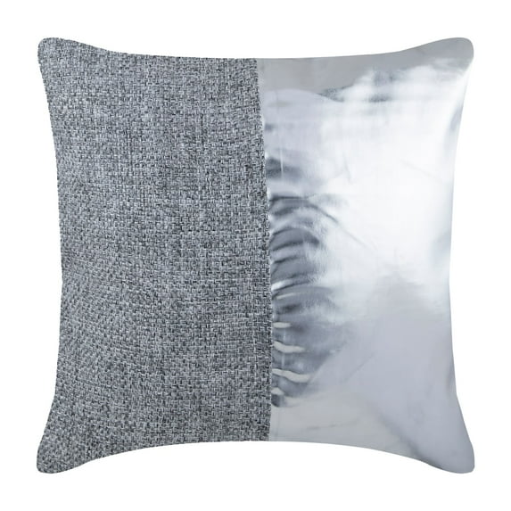 The HomeCentric Pillow Cover, Decorative Pillow Covers Pack of 2, 18x18 inch (45x45 cm) Silver, Faux Leather Throw Pillow Covers, Handmade Pillow Covers, Patchwork Pillow Cover, - Now And Ever