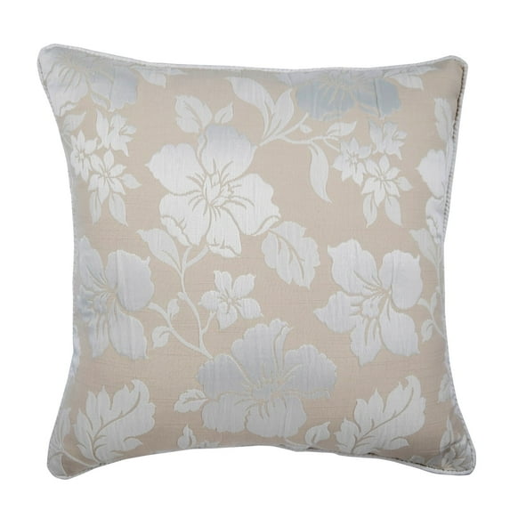 The HomeCentric Pillow Cover Pillow Cover Ivory & Beige Cushion Cover 12 x 12 Pillow Cover Silk Jacquard Floral Sofa Bed Pillows Beige Pillow Cover Pack of 2 12x12 inch (30x30 cm)- Floral Lady