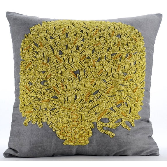The HomeCentric Pillow Cover, Pack of 2, 22x22 inch (55x55 cm) Throw Pillows Cover, Grey Cushion Covers, Sparkly Beads Floral Theme Pillow Cover, Silk Square Pillow Covers, Floral Easter - Summer Tree