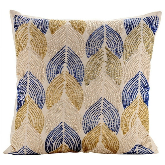 The HomeCentric Pillow Cover, Pillowcase With Zipper, Decorative Pillow Covers Pack of 2, 24x24 inch (60x60 cm) Ivory, Silk Pillow Covers, Handmade Pillow Covers, Modern, Abstract - Burj Al Arab